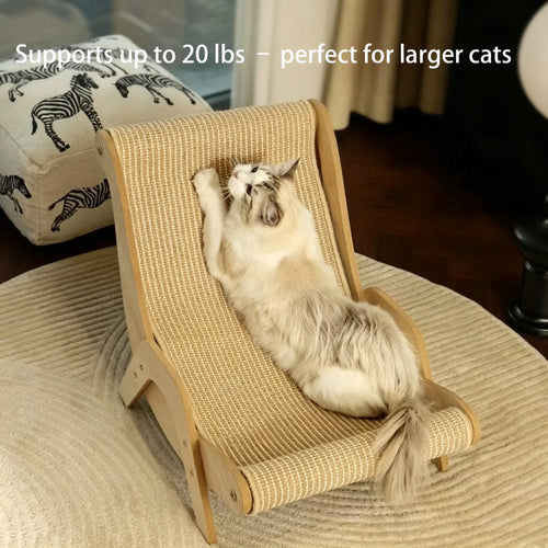 Elevated Cat Bed with Sisal Scratcher – Wooden Cat Hammock & Lounge