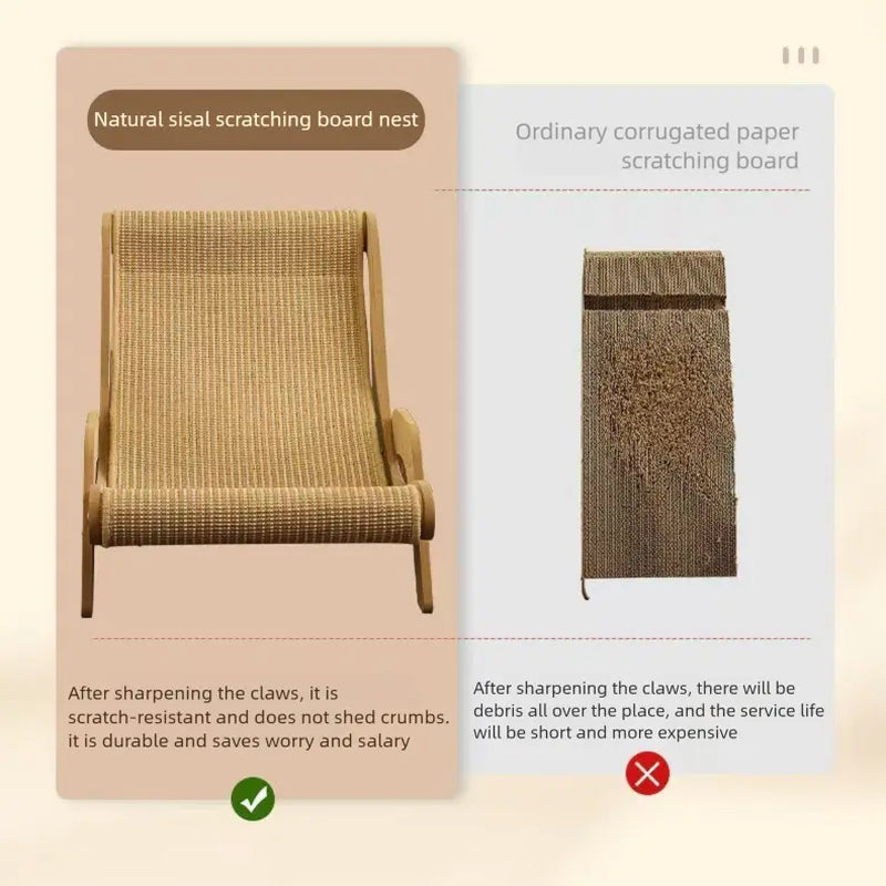 Elevated Cat Bed with Sisal Scratcher – Wooden Cat Hammock & Lounge