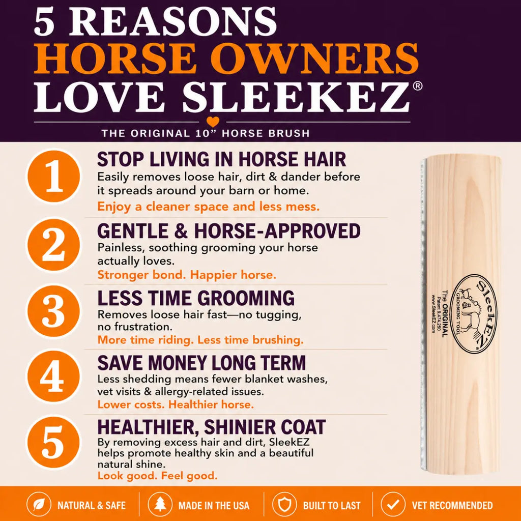 Sleekez Horse Brush for Shedding & Grooming, Deshedding Tool for Short & Long Haired Horses