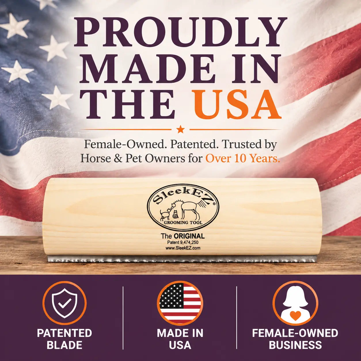 Sleekez Horse Brush for Shedding & Grooming, Deshedding Tool for Short & Long Haired Horses