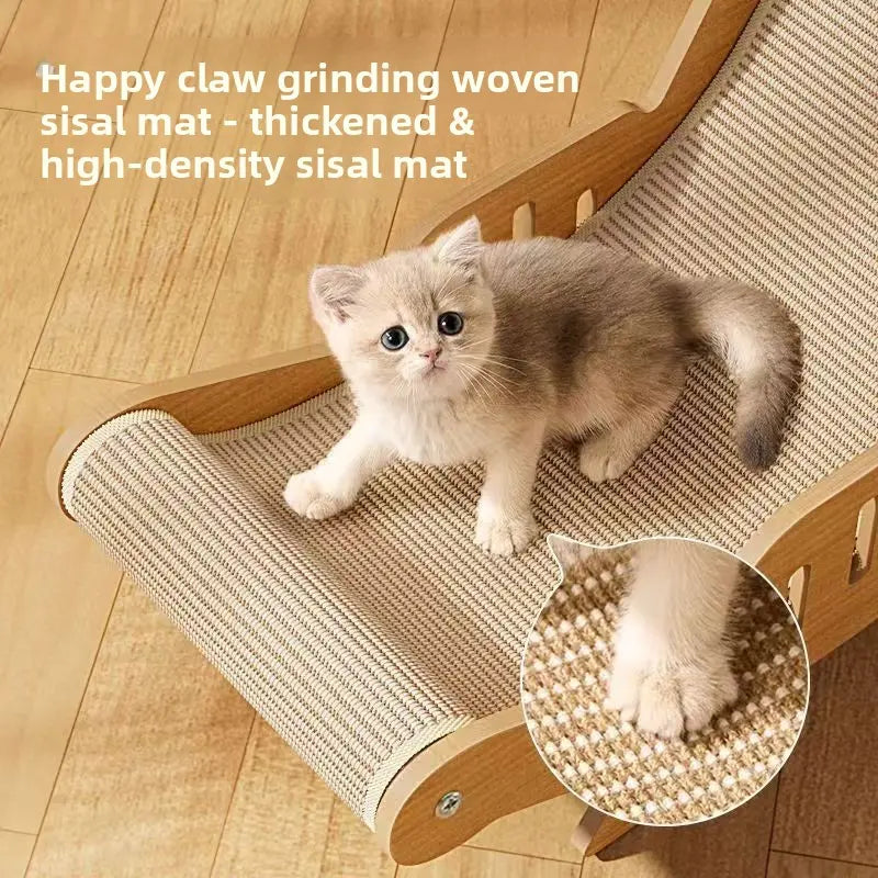 Elevated Cat Bed with Sisal Scratcher – Wooden Cat Hammock & Lounge