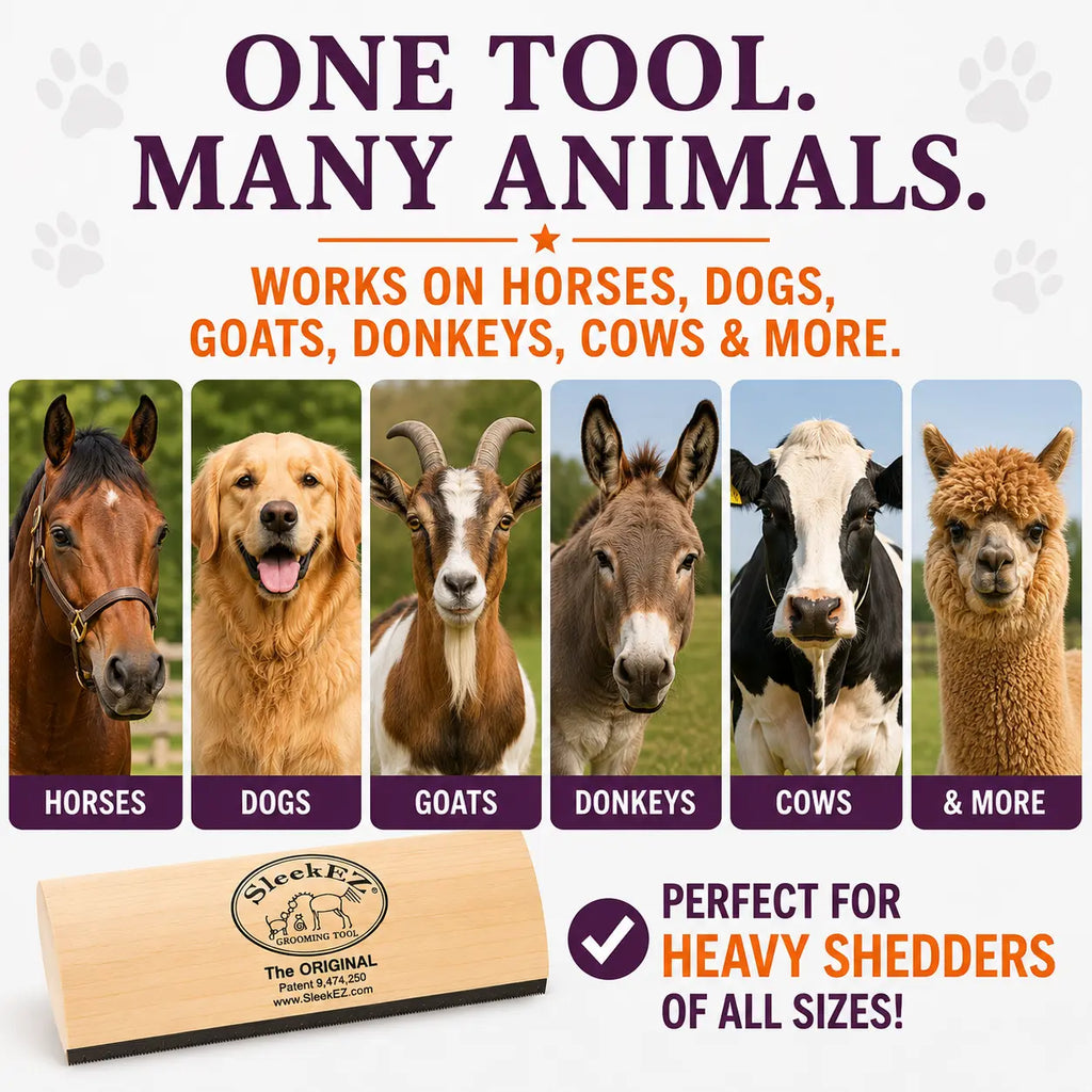 Sleekez Horse Brush for Shedding & Grooming, Deshedding Tool for Short & Long Haired Horses