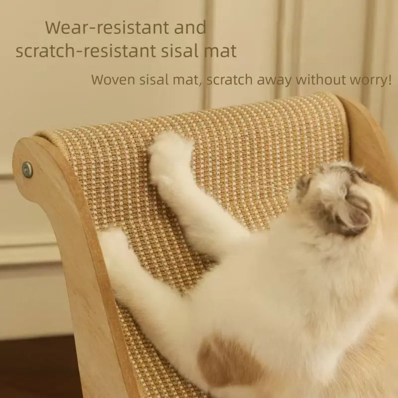 Elevated Cat Bed with Sisal Scratcher – Wooden Cat Hammock & Lounge