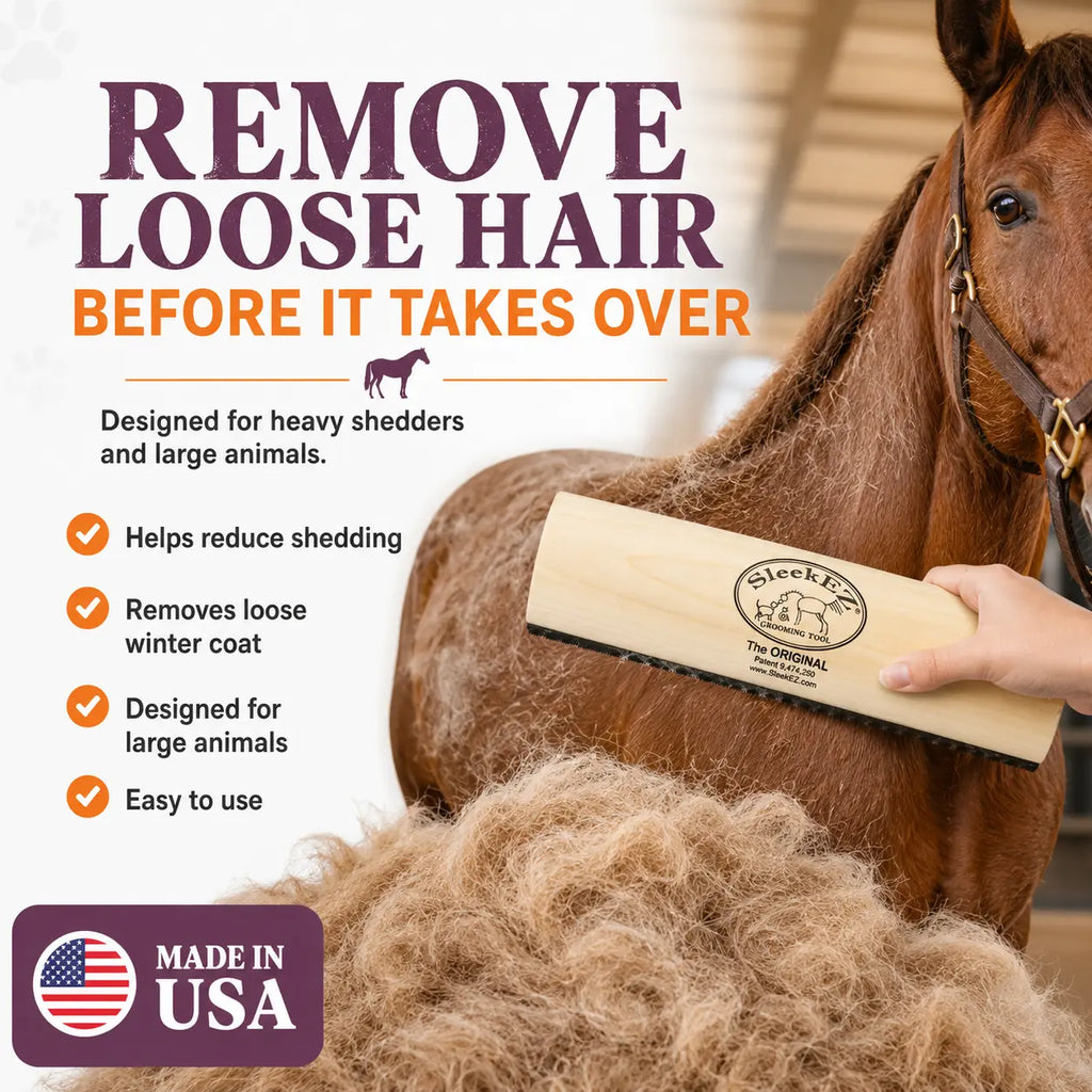 Sleekez Horse Brush for Shedding & Grooming, Deshedding Tool for Short & Long Haired Horses